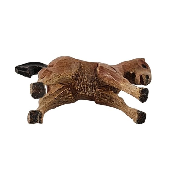 Vintage Wood Carved Foal Baby Horse Miniature Figurine Folk Art Two Toned - Picture 6 of 8